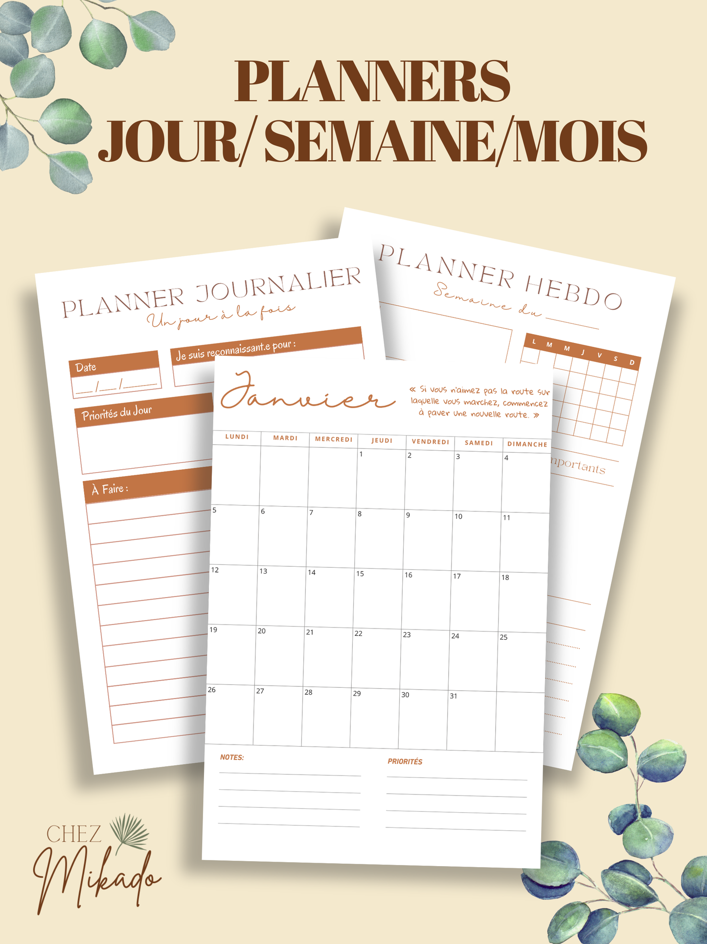 Trio planners (Quotidien, hebdo et mensuel)