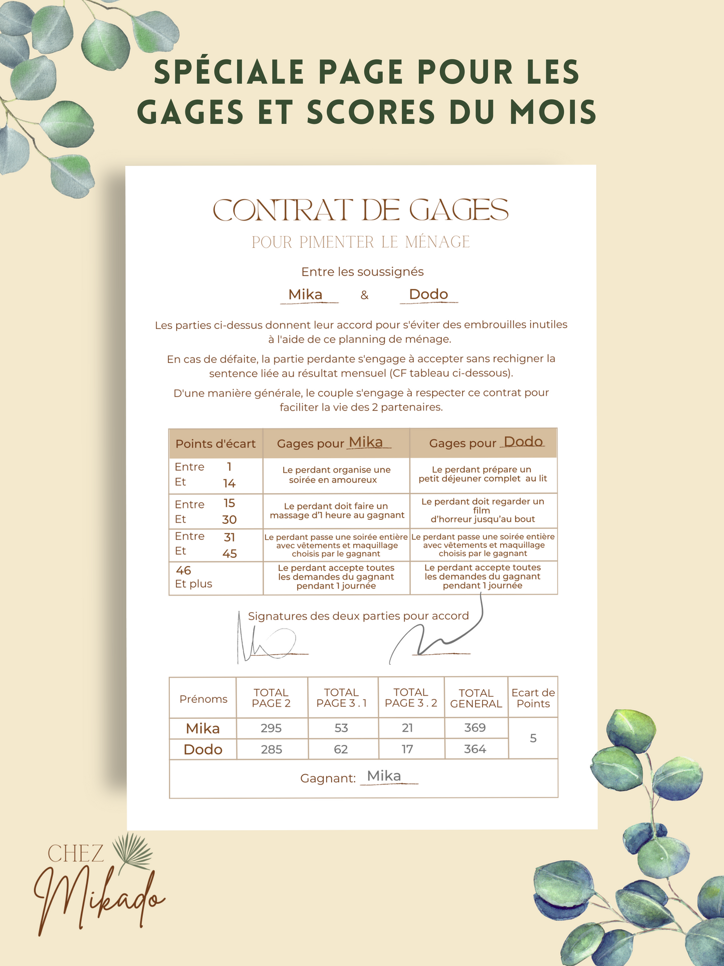 Jeu du ménage "en duo"