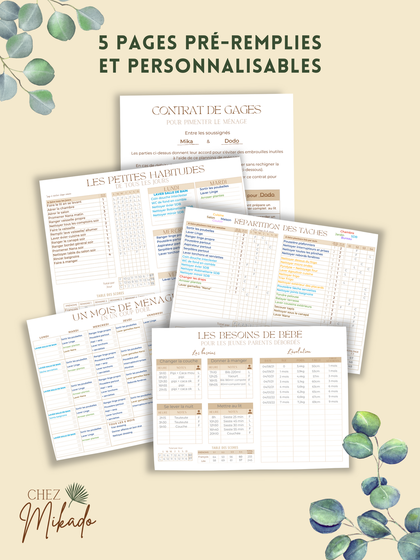 Jeu du ménage "Deux adultes et un bébé"