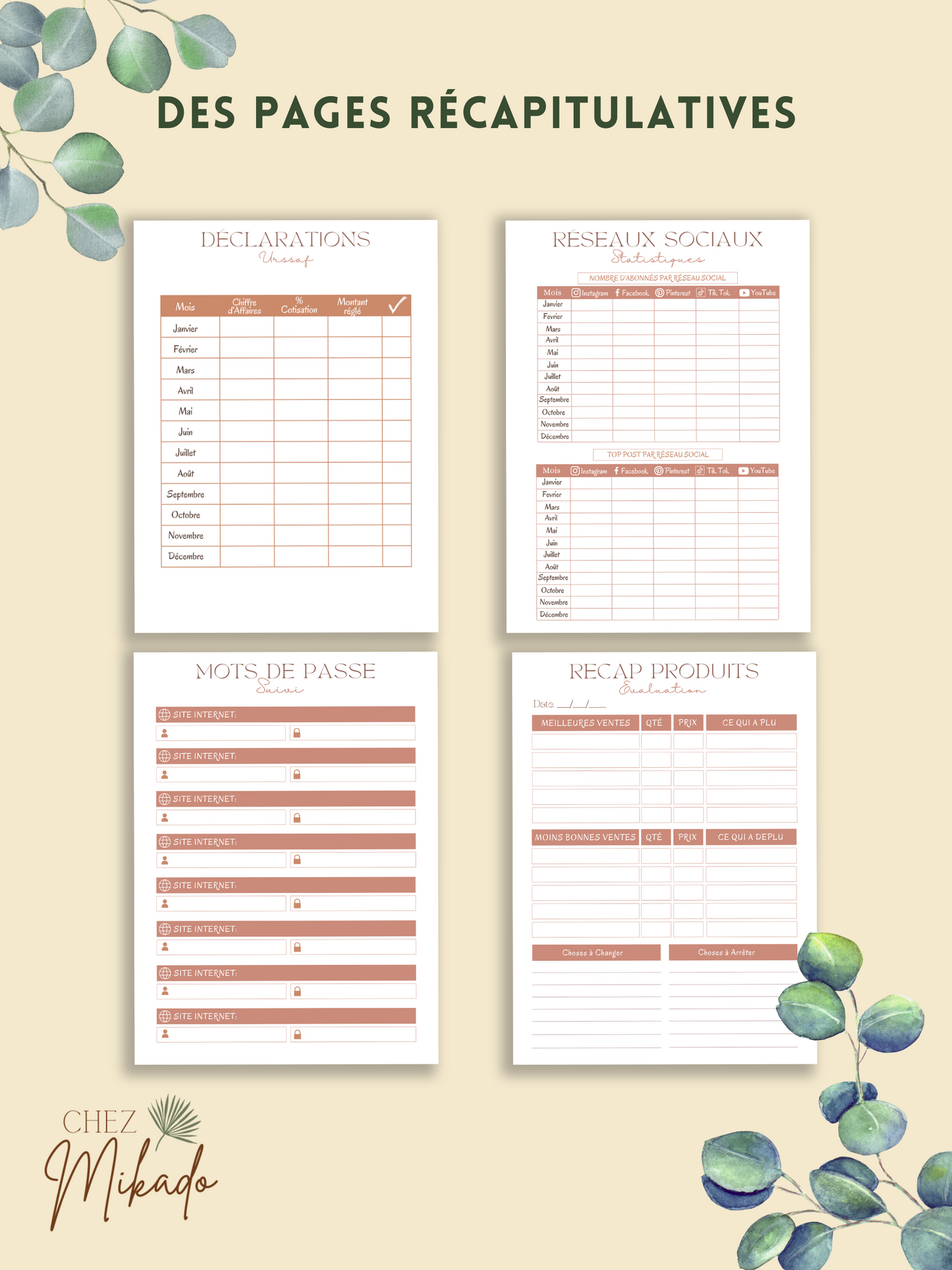 Le modèle Business Planner (Avec Planner Quotidien et  mensuel)