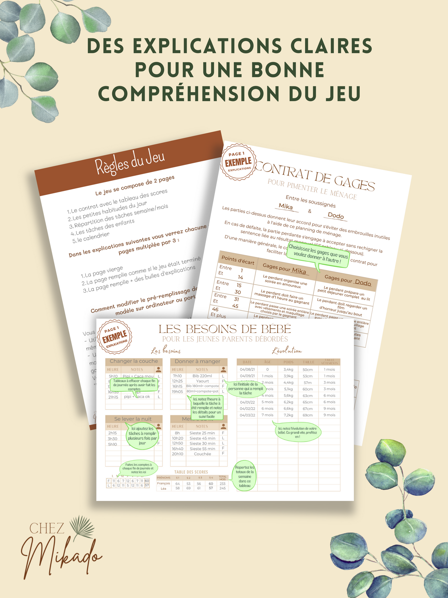 Jeu du ménage "Deux adultes et un bébé"